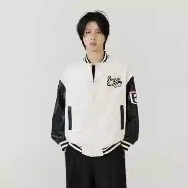 冰飞   美式重磅飞行员夹克学院风宽松休闲经典设计感创意趣味字母日常户外通勤外套棒球服 男女同款