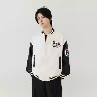 冰飞   美式重磅飞行员夹克学院风宽松休闲经典设计感创意趣味字母日常户外通勤外套棒球服 男女同款