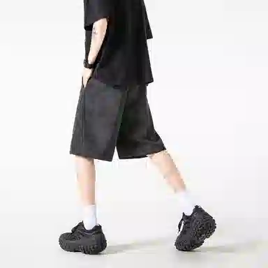 冰飞 美式高街复古潮流脏脏扎染白鹤字母印花宽松简约舒适凉爽百搭五分休闲短裤 男女同款