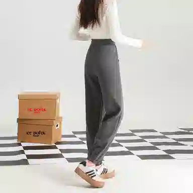 法文箱子 简约中腰宽松休闲裤 女款 浅紫