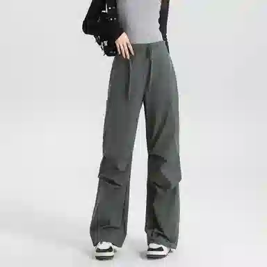 法文箱子 简约中腰宽松舒适工装裤 女款