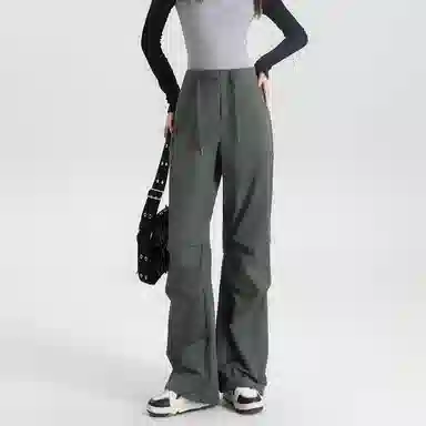 法文箱子 简约中腰宽松舒适工装裤 女款