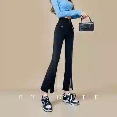 法文箱子 高腰拉链九分牛仔裤 女款