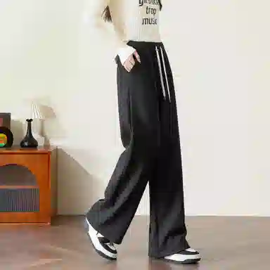 法文箱子 简约高腰直筒休闲裤 女款