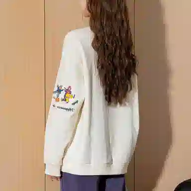 法文箱子 圆领舒适休闲卫衣 女款 米白