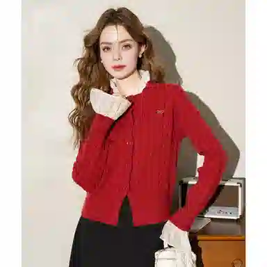 法文箱子 圆领休闲假两件长袖毛衣 女款