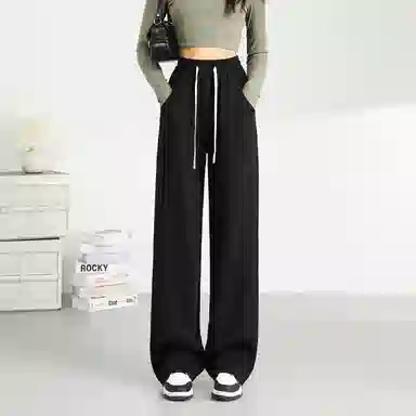 法文箱子 高腰宽松直筒休闲裤 女款