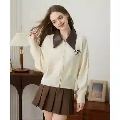 法文箱子 翻领舒适休闲毛衣 女款