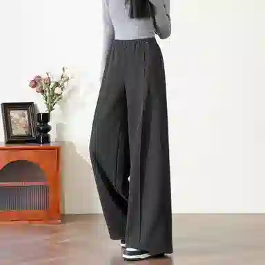 法文箱子 简约纯色高腰阔腿休闲裤 女款