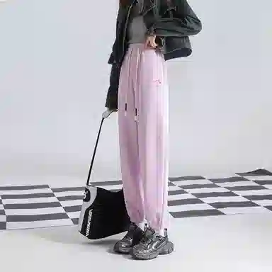 法文箱子 简约中腰宽松休闲裤 女款 浅紫