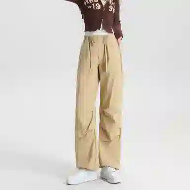 法文箱子 简约中腰宽松舒适工装裤 女款