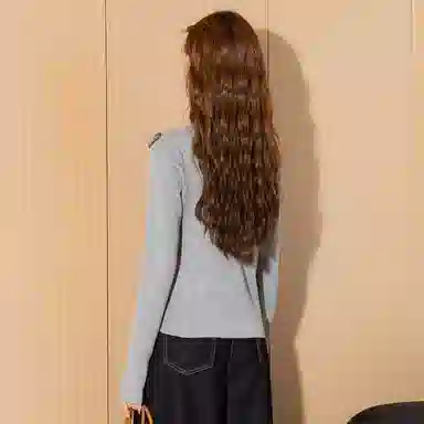 法文箱子 镂空慵懒简约长袖针织衫 女款