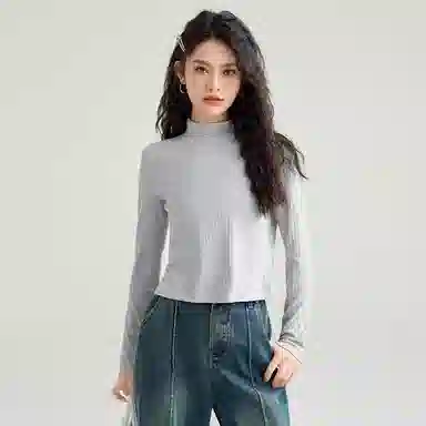 法文箱子 通勤休闲半高领长袖针织衫 女款