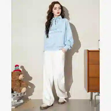 法文箱子 舒适休闲简约卫衣 女款 浅蓝