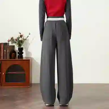 法文箱子 简约高腰宽松休闲裤 女款