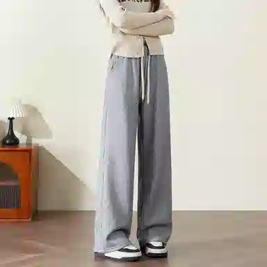 法文箱子 简约高腰直筒休闲裤 女款