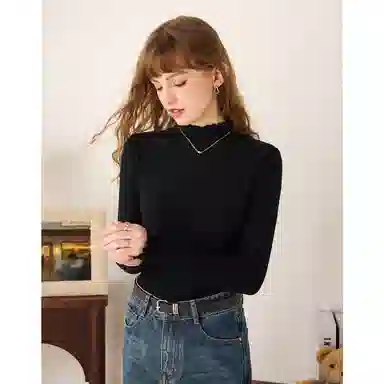 法文箱子 休闲修身简约长袖针织衫 女款