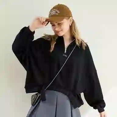 法文箱子 纯色宽松舒适长袖卫衣 女款