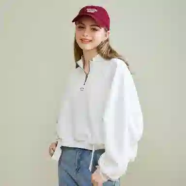 法文箱子 纯色宽松舒适长袖卫衣 女款