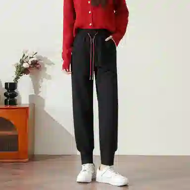 法文箱子 束脚系绳束脚休闲裤 女款 黑色