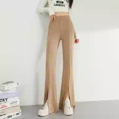 法文箱子 简约纯色高腰宽松休闲裤 女款