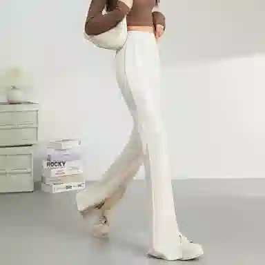 法文箱子 简约纯色高腰宽松休闲裤 女款