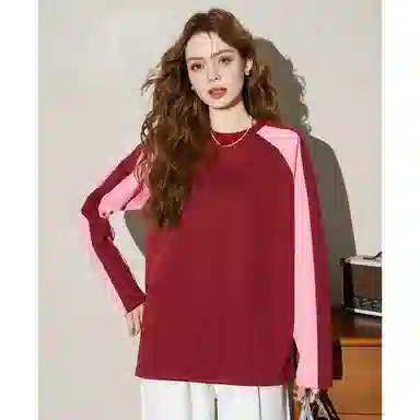 法文箱子 拼色圆领舒适卫衣 女款