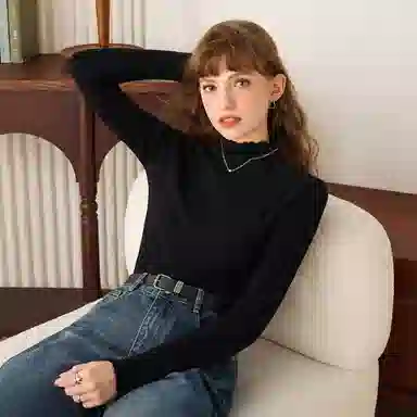 法文箱子 休闲修身简约长袖针织衫 女款