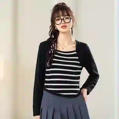 法文箱子 方领舒适休闲毛衣 女款