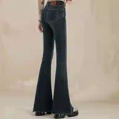 法文箱子 修身拼接鱼骨线牛仔裤 女款