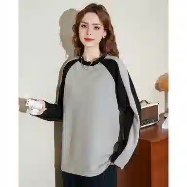 法文箱子 拼色圆领舒适卫衣 女款