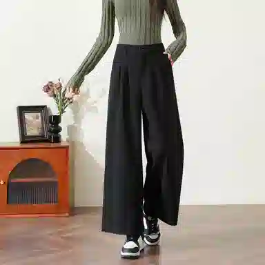 法文箱子 高腰宽松简约休闲裤 女款