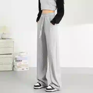 法文箱子 高腰宽松直筒休闲裤 女款