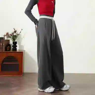 法文箱子 简约高腰宽松休闲裤 女款