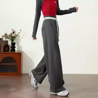 法文箱子 简约高腰宽松休闲裤 女款