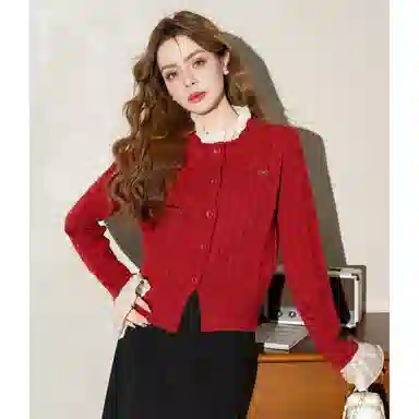 法文箱子 圆领休闲假两件长袖毛衣 女款