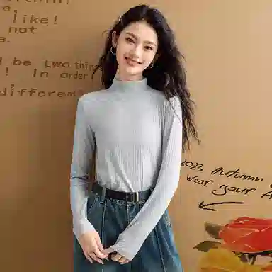 法文箱子 通勤休闲半高领长袖针织衫 女款