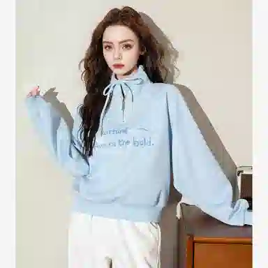 法文箱子 舒适休闲简约卫衣 女款 浅蓝