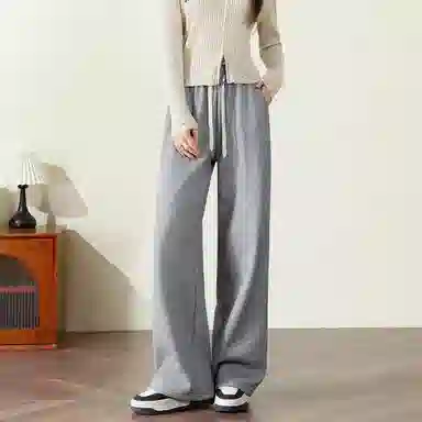 法文箱子 简约高腰直筒休闲裤 女款