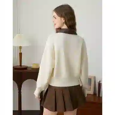 法文箱子 翻领舒适休闲毛衣 女款