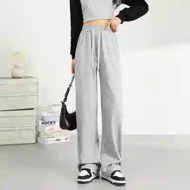 法文箱子 高腰宽松直筒休闲裤 女款