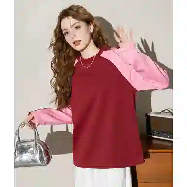 法文箱子 拼色圆领舒适卫衣 女款