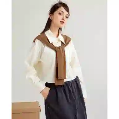 法文箱子 简约通勤长袖衬衫 女款 杏色