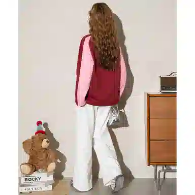 法文箱子 拼色圆领舒适卫衣 女款