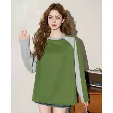 法文箱子 拼色圆领舒适卫衣 女款