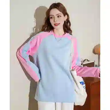 法文箱子 拼色圆领舒适卫衣 女款