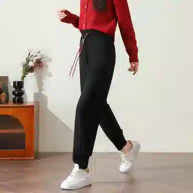 法文箱子 束脚系绳束脚休闲裤 女款 黑色