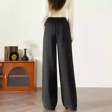 法文箱子 简约高腰直筒休闲裤 女款