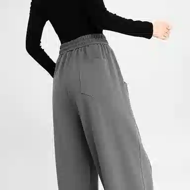 法文箱子 简约中腰宽松休闲裤 女款