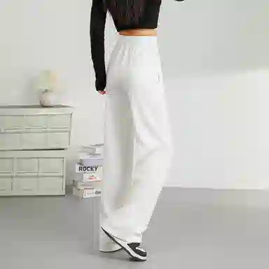 法文箱子 高腰宽松直筒休闲裤 女款